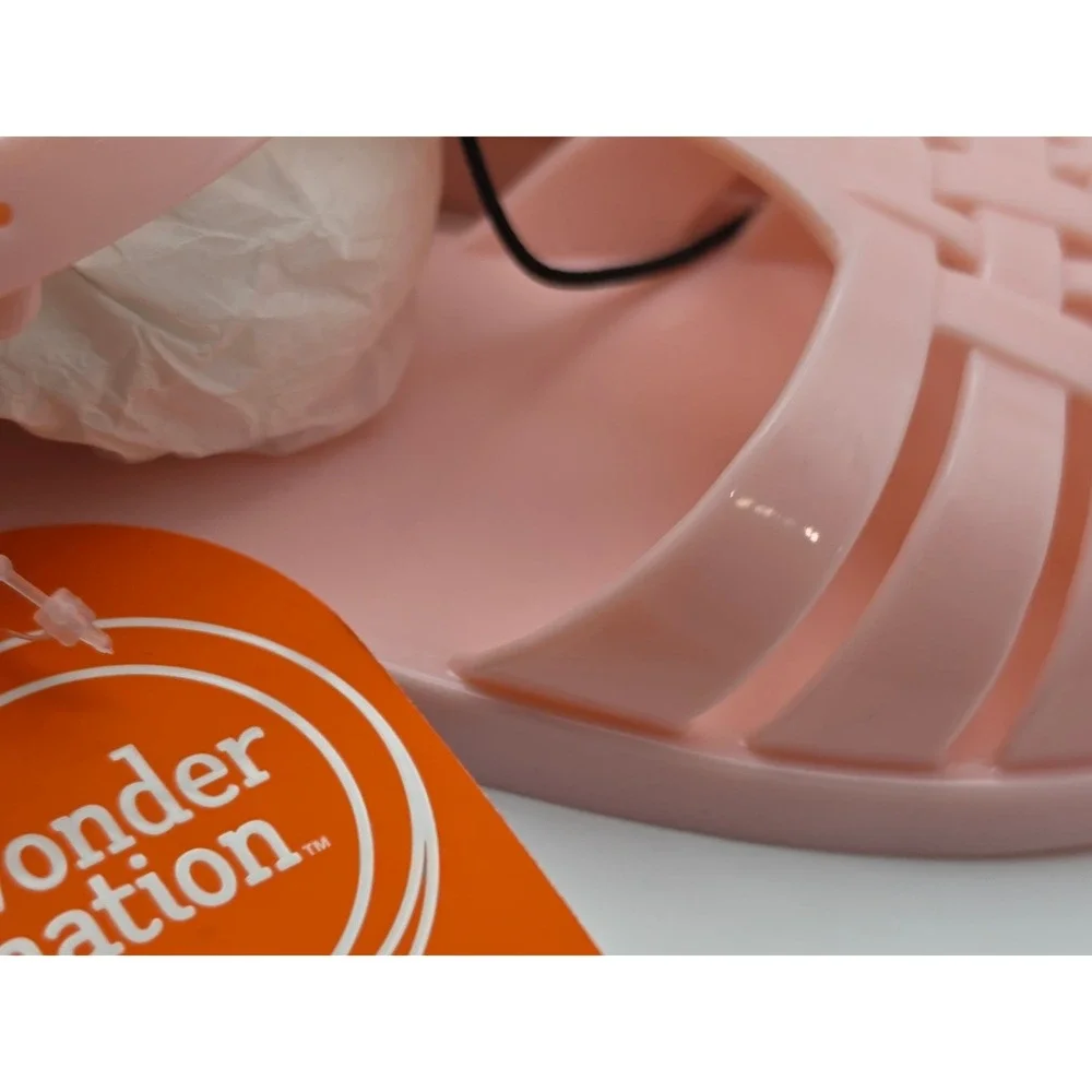 Wonder Nation Girls Pink Jelly Fisherman Sandals Size 2 Adjustable Buckle Strap